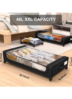 KYD Under Bed Storage Organizer with Wheels & Handles - Roll-Out Metal Storage Bins with Dust Cover, Tool-Free Assembly for Bedroom, Dorm, Apartment - Store Clothes, Shoes, Blankets Black  - Image 4