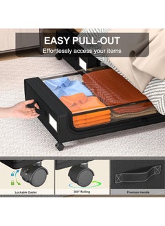 KYD Under Bed Storage Organizer with Wheels & Handles - Roll-Out Metal Storage Bins with Dust Cover, Tool-Free Assembly for Bedroom, Dorm, Apartment - Store Clothes, Shoes, Blankets Black  - Image 5