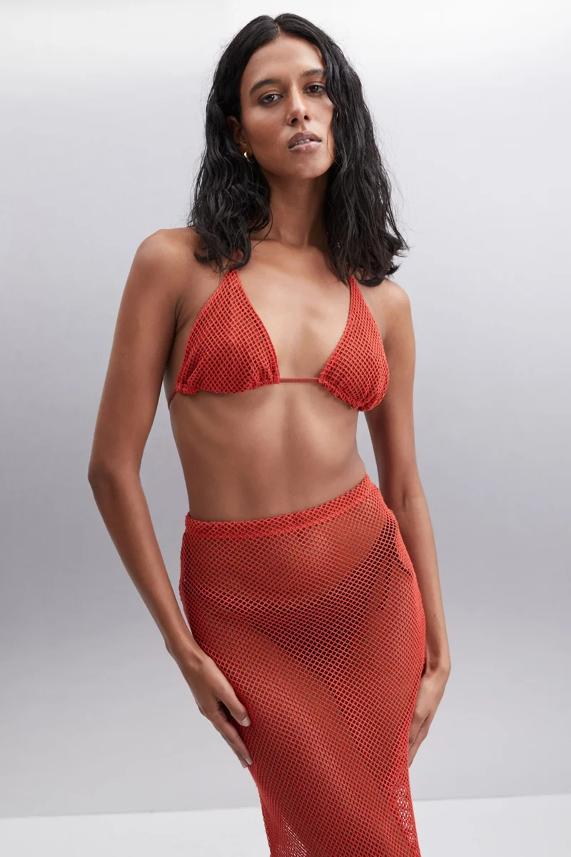 GRIMELANGE Eulara Women's Cotton Slim Brick Color Bustier