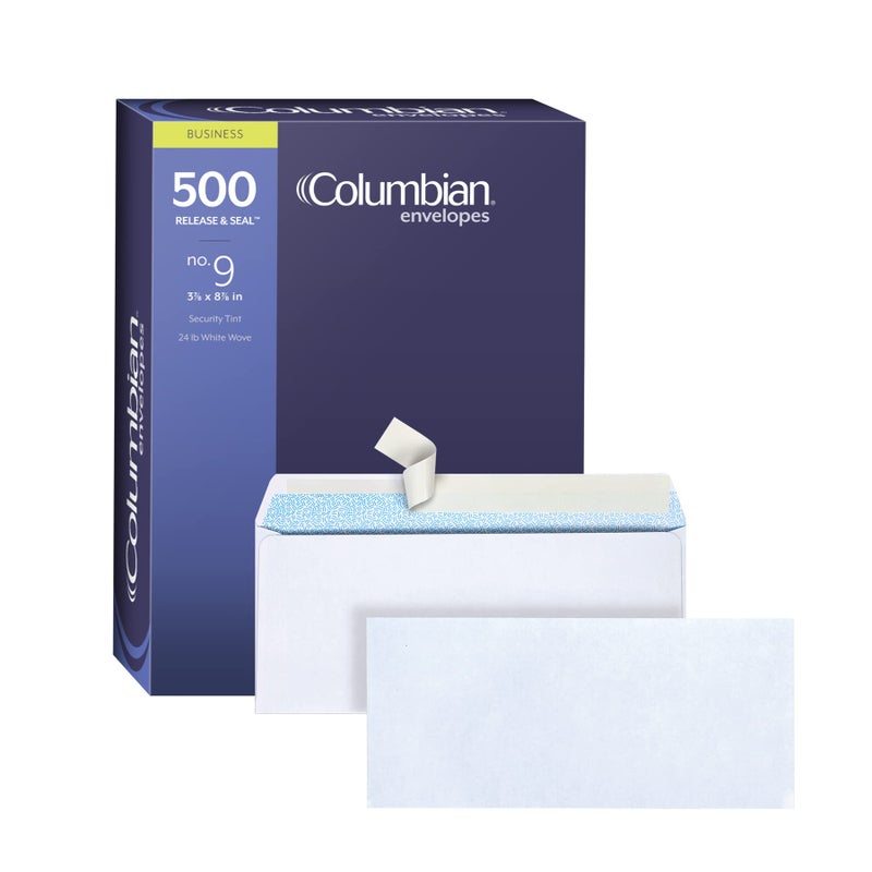 Columbian 9 Security Envelopes No Window Self Seal for Invoices QuickBooks Statements 378 x 878 Inches 24 lb White 500Box COLO183