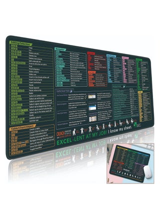 Excel Shortcut Keys Mouse Pad - Extra Large Cheat Sheet Desk Mat with Non-Slip Stitched Edges - Dual Use for Office Spreadsheets & Gaming - pzsku/Z74944BE8DCA52FFA1ADAZ/45/1742195023/e397f12d-78e1-404a-afe3-c9ce5062ae7d