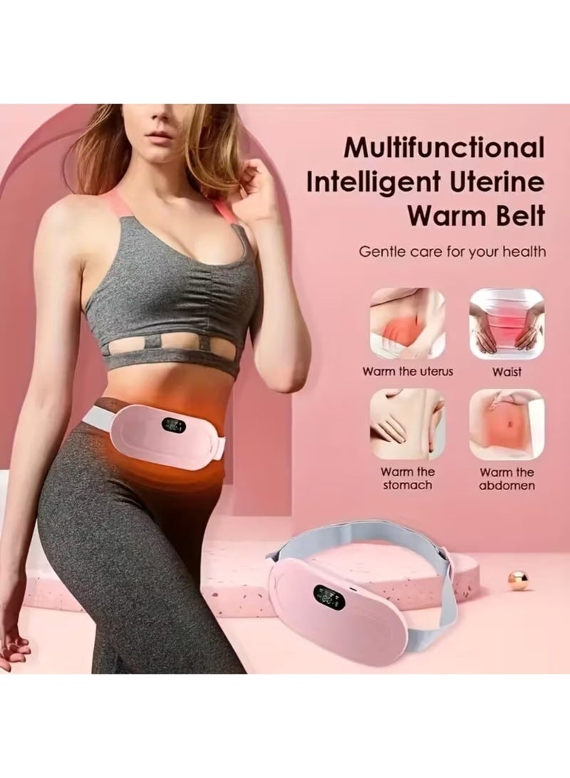 Portable Cordless Heating Pad for Menstrual Cramps & Back Pain Relief Rechargeable Electric Heat Belt with 3 Heat Levels & 4 Vibration Modes, Wearable, Wireless,Periods Cramp Belt, Menstrual heating Pad, Pink - Image 2