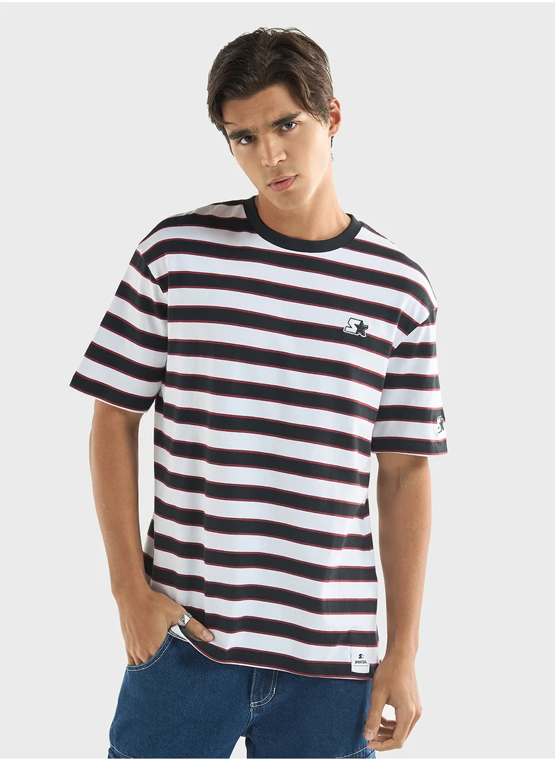 ستارتر Starter Striped Crew Neck T-shirt with Short Sleev