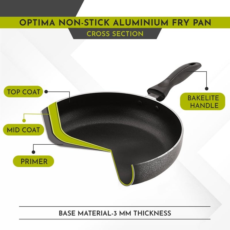 Magnus Optima Non-Stick Aluminum Fry Pan with Stainless Steel Lid, 240 mm, 1.85 Litre, 3 mm Thickness, Hammertone Finish, Compatible with Gas Stove, Complements Steel Dinner Set - Image 4