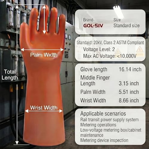 GOL-SIV Electrician Insulated Gloves - Class 2 ASTM Compliant High Voltage Electrical Insulating Rubber Gloves For Men,Electrical Safety Gloves Lineworker - Image 4