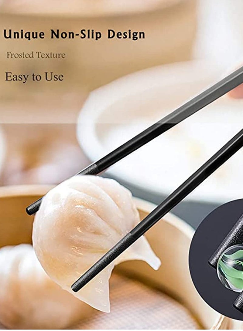 SYOSI 10 Pairs Reusable Chopsticks Dishwasher Safe, Fiberglass Chop Sticks Multipack Metal Japanese Korean Chopsticks for Food, BPA-Free, Safe, Gift, Smooth Touch, Black and Gold - Image 4