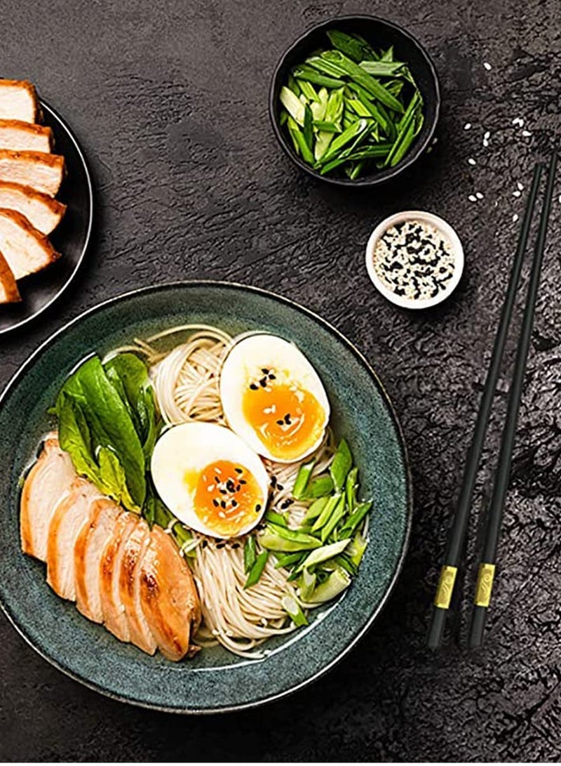 SYOSI 10 Pairs Reusable Chopsticks Dishwasher Safe, Fiberglass Chop Sticks Multipack Metal Japanese Korean Chopsticks for Food, BPA-Free, Safe, Gift, Smooth Touch, Black and Gold - Image 5