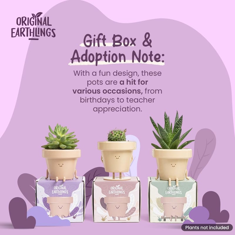 Original Earthlings Legs Out Pot - 4 Inch Cute Plant Pot - Plastic Funny Planter with Drainage, Unique Cactus Plant Lover Gift, Succulent Face Flower Pot, Desk Plant, Table Top Decor, & Home Gifts - Image 4