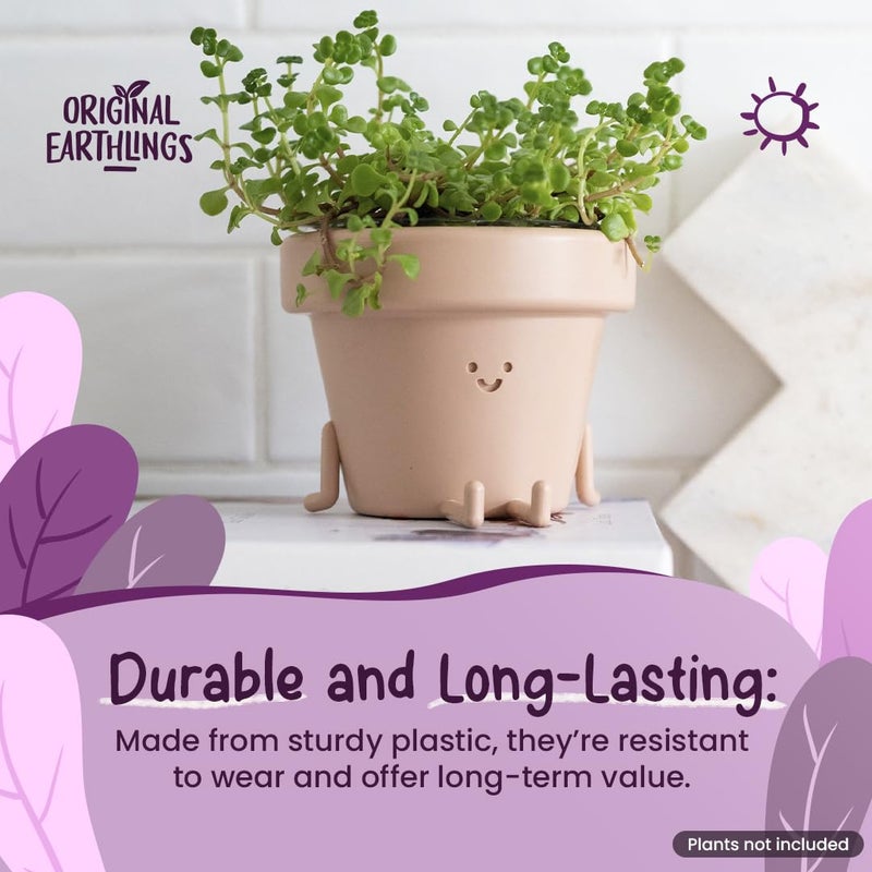 Original Earthlings Legs Out Pot - 4 Inch Cute Plant Pot - Plastic Funny Planter with Drainage, Unique Cactus Plant Lover Gift, Succulent Face Flower Pot, Desk Plant, Table Top Decor, & Home Gifts - Image 2