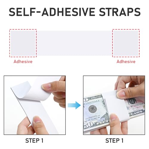 L LIKED 300 PCS Money Bands, Self Sealing Currency Money Straps for Bill Wrappers, Blank, White - Image 3