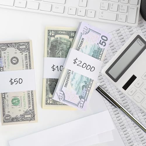 L LIKED 300 PCS Money Bands, Self Sealing Currency Money Straps for Bill Wrappers, Blank, White - Image 5