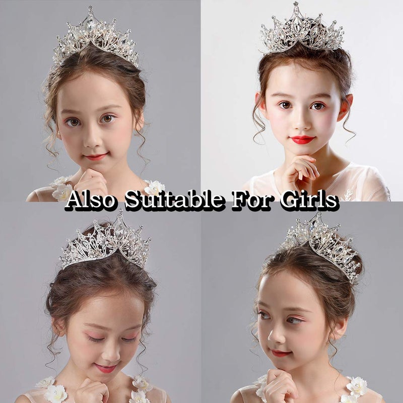 COCIDE Silver Crown for Women Baroque Queen Crown and Tiara for Women Crystal Headband Mermaid Crown Princess Tiaras Hair Accessories for Bride Party Bridesmaids Halloween Costume Cos-play Gift - Image 4