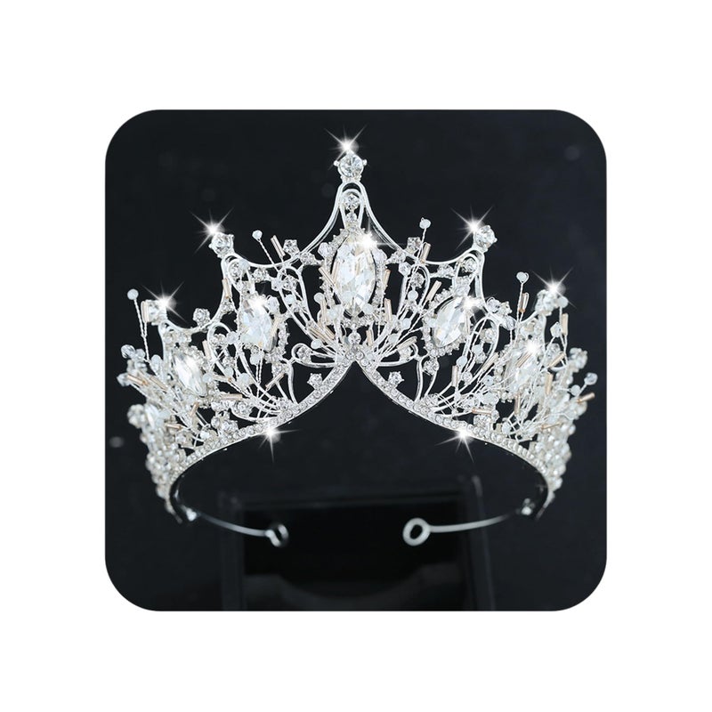 COCIDE Silver Crown for Women Baroque Queen Crown and Tiara for Women Crystal Headband Mermaid Crown Princess Tiaras Hair Accessories for Bride Party Bridesmaids Halloween Costume Cos-play Gift - Image 1