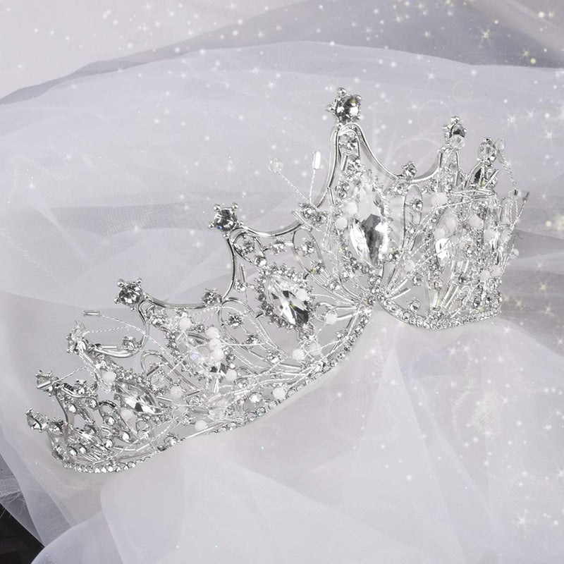 COCIDE Silver Crown for Women Baroque Queen Crown and Tiara for Women Crystal Headband Mermaid Crown Princess Tiaras Hair Accessories for Bride Party Bridesmaids Halloween Costume Cos-play Gift - Image 5