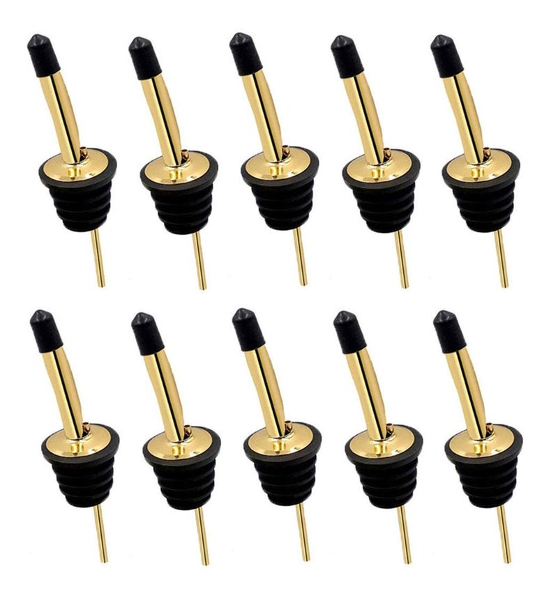 24 Pack Liquor Pour Spouts Set  Stainless Steel bottle spout and Liquor Pourers Dust Caps Covers Gold