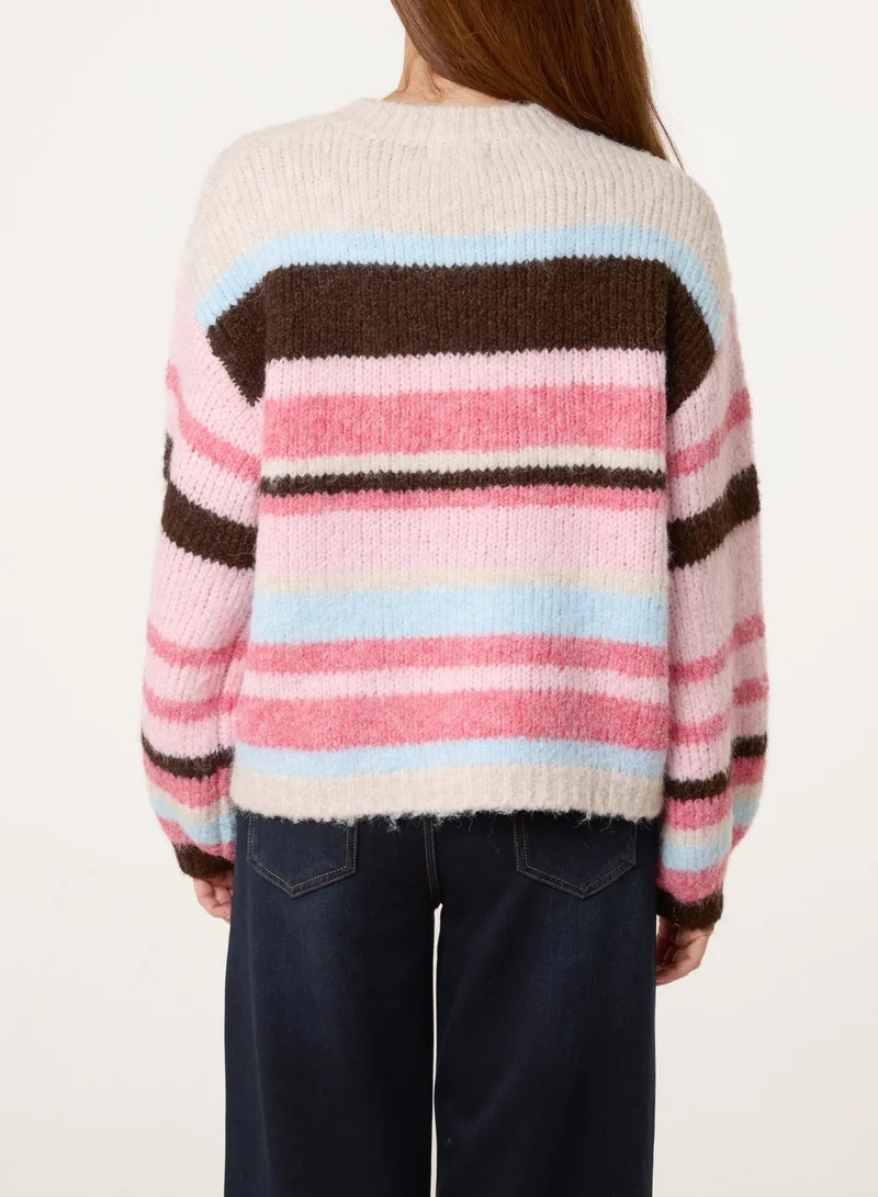 بلو فانيلا كارديجان محبوك مخطط