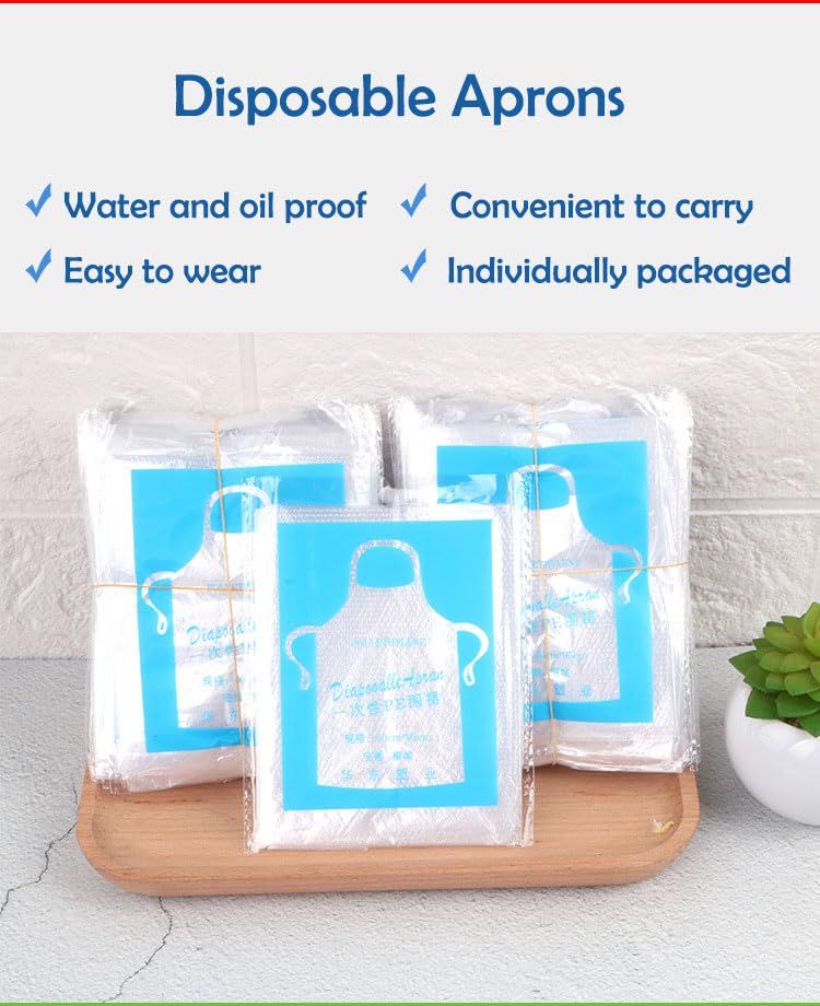 Bluelark Disposable Aprons (50 Count) Waterproof Plastic Apron For Painting  Cooking  Housework  and Picnics - Individually Packaged - Image 4