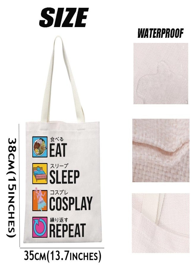 MEIKIUP Anime Cosplayers Gifts Cosplay Lover Shoulder Tote Bag Figure Roleplay Hobby Tote Bag Cosplay Enthusiast Gift Eat Sleep Cosplay Repeat (COSPLAY Tote Bag) - Image 3