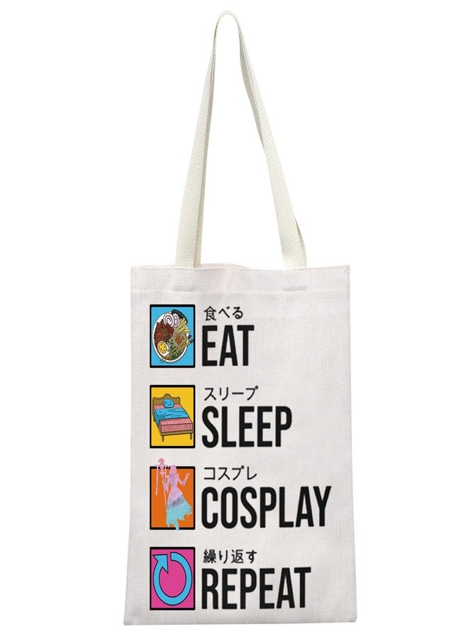 MEIKIUP Anime Cosplayers Gifts Cosplay Lover Shoulder Tote Bag Figure Roleplay Hobby Tote Bag Cosplay Enthusiast Gift Eat Sleep Cosplay Repeat (COSPLAY Tote Bag) - Image 1