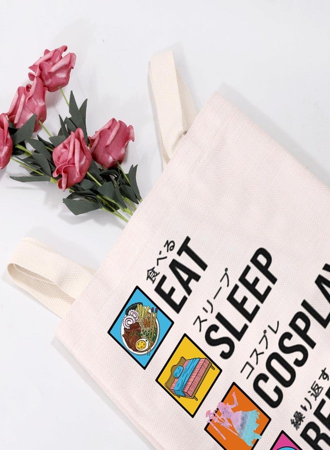 MEIKIUP Anime Cosplayers Gifts Cosplay Lover Shoulder Tote Bag Figure Roleplay Hobby Tote Bag Cosplay Enthusiast Gift Eat Sleep Cosplay Repeat (COSPLAY Tote Bag) - Image 2