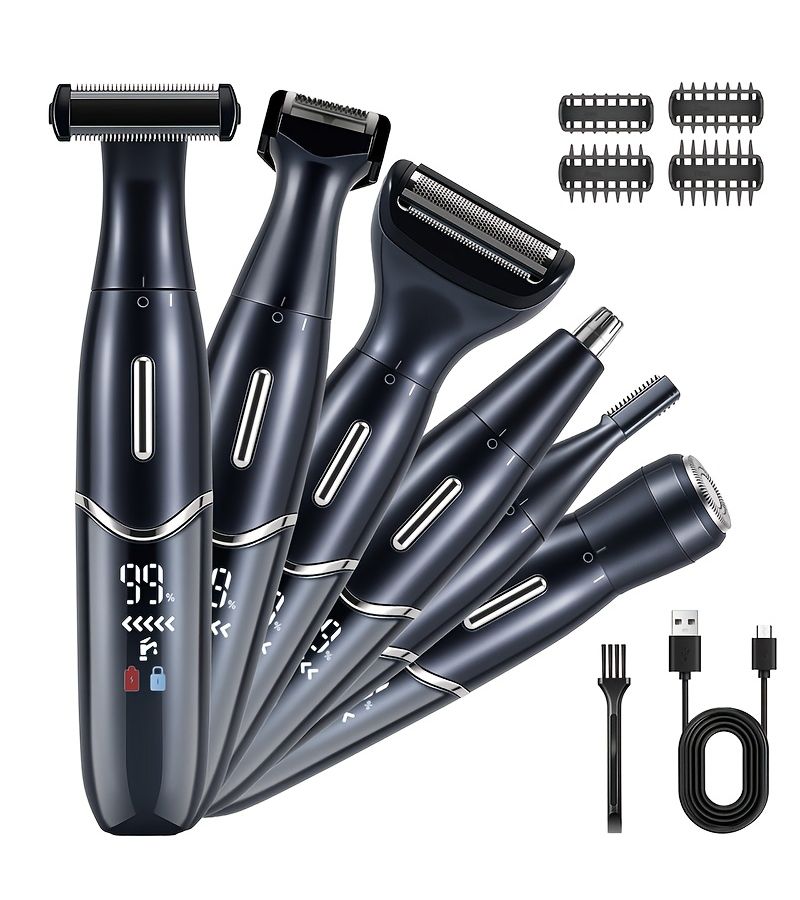 6 In 1 Electric Shaver For Men Women With 4 Comb Attachments Usb C Charging - Image 4
