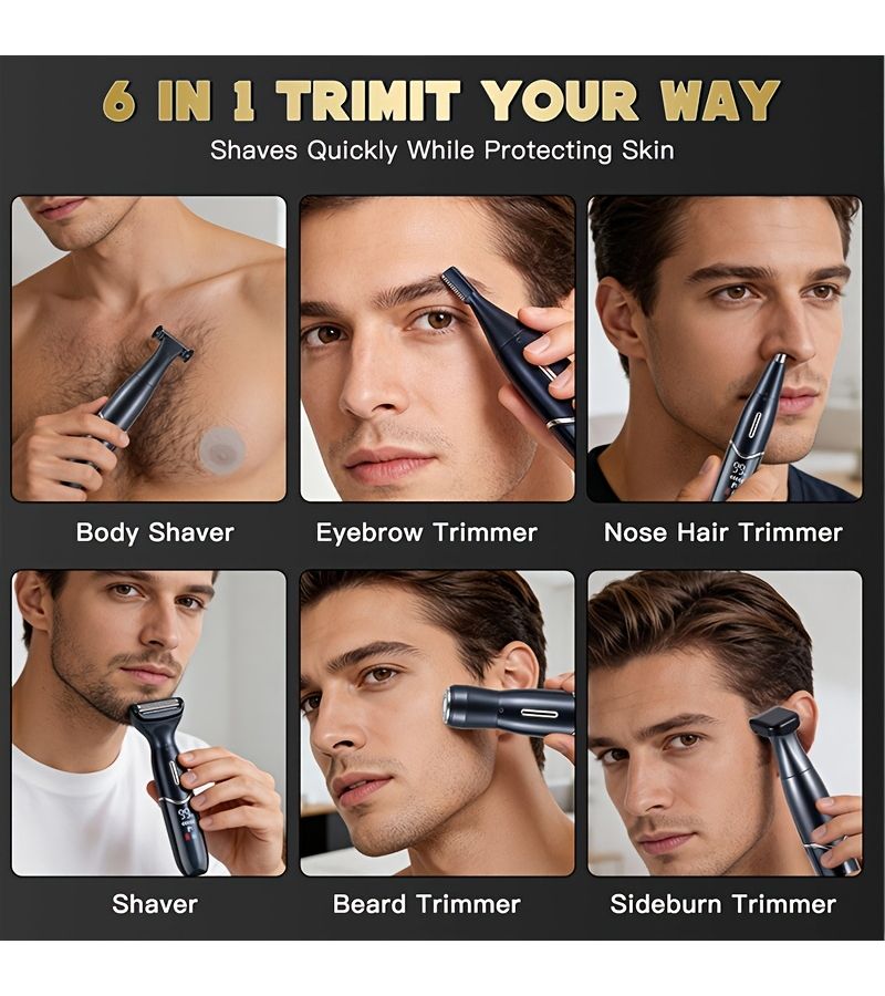 6 In 1 Electric Shaver For Men Women With 4 Comb Attachments Usb C Charging - Image 2