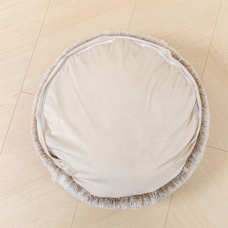 Asuprui Soft Floor Pillow Large Floor Cushion for Sitting Fur Meditation Pillow Premium Yoga Pillow for Living Room Bedroom Balcony Outdoor (Snow Coffee Floor Pillow with Insert) - Image 4