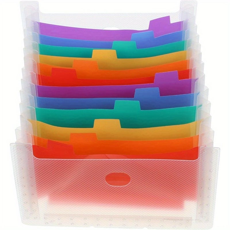 2pcs Clear Expanding File Folder Pockets With Color Labels Durable PP Material Large Capacity 6.69x4.33 Inch File And Receipt Organizer For Home And Office - Image 2