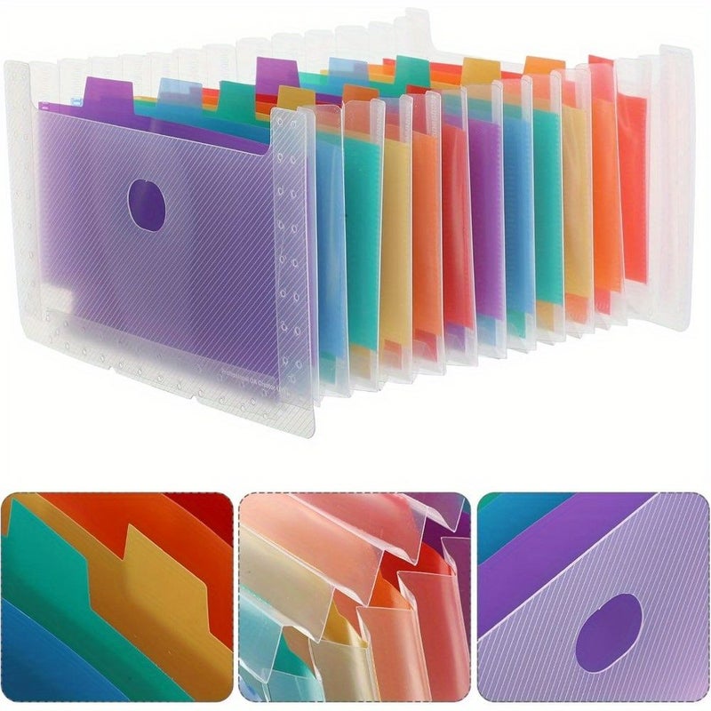 2pcs Clear Expanding File Folder Pockets With Color Labels Durable PP Material Large Capacity 6.69x4.33 Inch File And Receipt Organizer For Home And Office - Image 4
