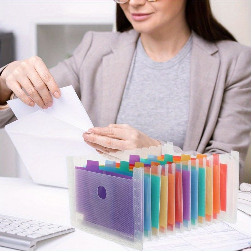 2pcs Clear Expanding File Folder Pockets With Color Labels Durable PP Material Large Capacity 6.69x4.33 Inch File And Receipt Organizer For Home And Office - Image 5
