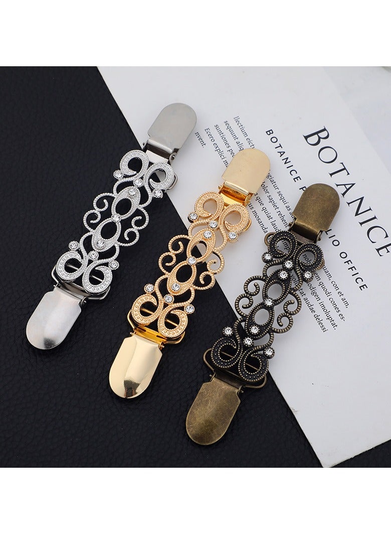 3PCS Retro Sweater Clips, Vintage Dress Clips Back Cinch Clip for Clothing, Scarf Clip, Shawl Clasps, Ladies Dress Chain Cardigan, Retro Cardigan Collar Brooch Clips - Image 1