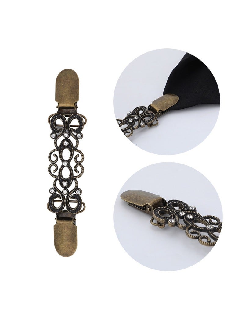 3PCS Retro Sweater Clips, Vintage Dress Clips Back Cinch Clip for Clothing, Scarf Clip, Shawl Clasps, Ladies Dress Chain Cardigan, Retro Cardigan Collar Brooch Clips - Image 5