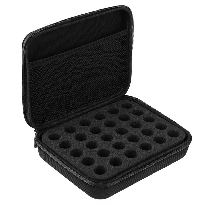 Essential Oil Carrying Case Black 60 Grid Eva Leather Hard Shell Superior Zipper Shock Proof - Universal Storage For 5ml/10ml/15ml Bottles Essential Oil Travel Case For On-the-go Use - Image 1