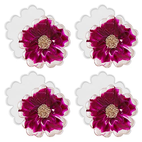 RESINWORLD 4 Pack 4 Inch Flower Coaster Molds, Silicone, Glossy, Reusable, for Resin Coasters, Candle Holders - Image 1