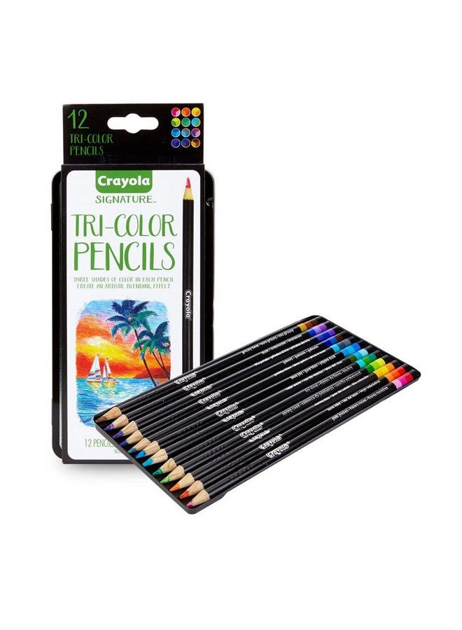 كرايولا أقلام تلوين كرايولا ثلاثية الألوان مع علبة مزخرفة، 12 قطعة، هدية - Image 1