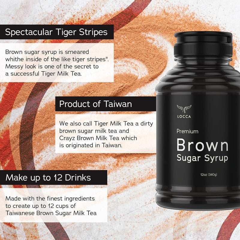 LOCCA Premium Brown Sugar Syrup - 12 Oz Bottle for Boba Tea, Coffee, and Baking - Image 4
