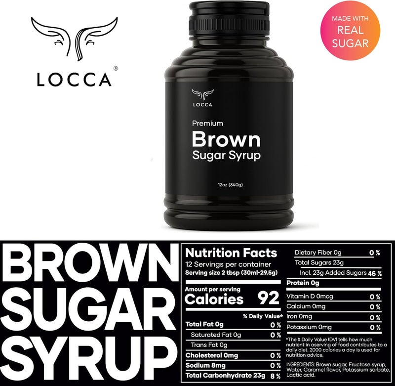 LOCCA Premium Brown Sugar Syrup - 12 Oz Bottle for Boba Tea, Coffee, and Baking - Image 2