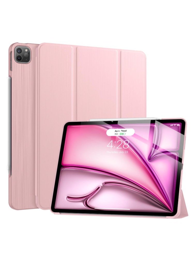 في آر كرييتيف غطاء مبتكر بتقنية الواقع الافتراضي لجهاز iPad Air بحجم 13 بوصة (M3/M2) 2025/2024، iPad Pro 12.9 2022 2021 (الجيل السادس والخامس) - [حامل ثلاثي رفيع + تشغيل/إيقاف تلقائي]، غطاء خلفي صلب للحماية من البولي كربونات (وردي) - Image 1
