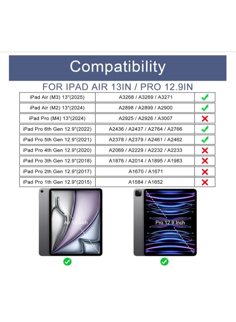 في آر كرييتيف غطاء مبتكر بتقنية الواقع الافتراضي لجهاز iPad Air بحجم 13 بوصة (M3/M2) 2025/2024، iPad Pro 12.9 2022 2021 (الجيل السادس والخامس) - [حامل ثلاثي رفيع + تشغيل/إيقاف تلقائي]، غطاء خلفي صلب للحماية من البولي كربونات (وردي) - Image 2