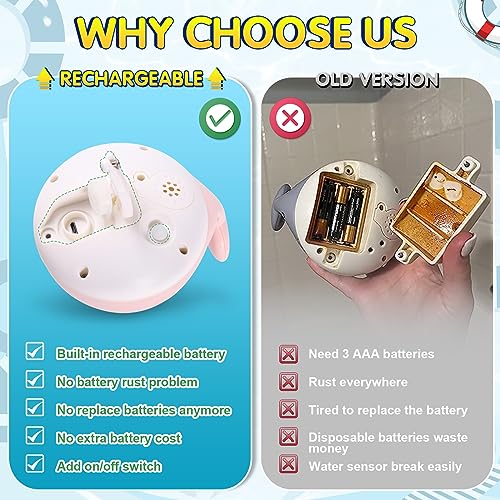 GIGILLI ألعاب استحمام للأطفال من 1-3 سنوات، هدايا عيد الميلاد للأطفال من 1 2 3 سنوات، لعبة حوت استحمام مضيئة للأطفال من 6-12 شهر، ألعاب استحمام للأطفال حديثي الولادة، هدايا عيد ميلاد الأطفال - Image 4