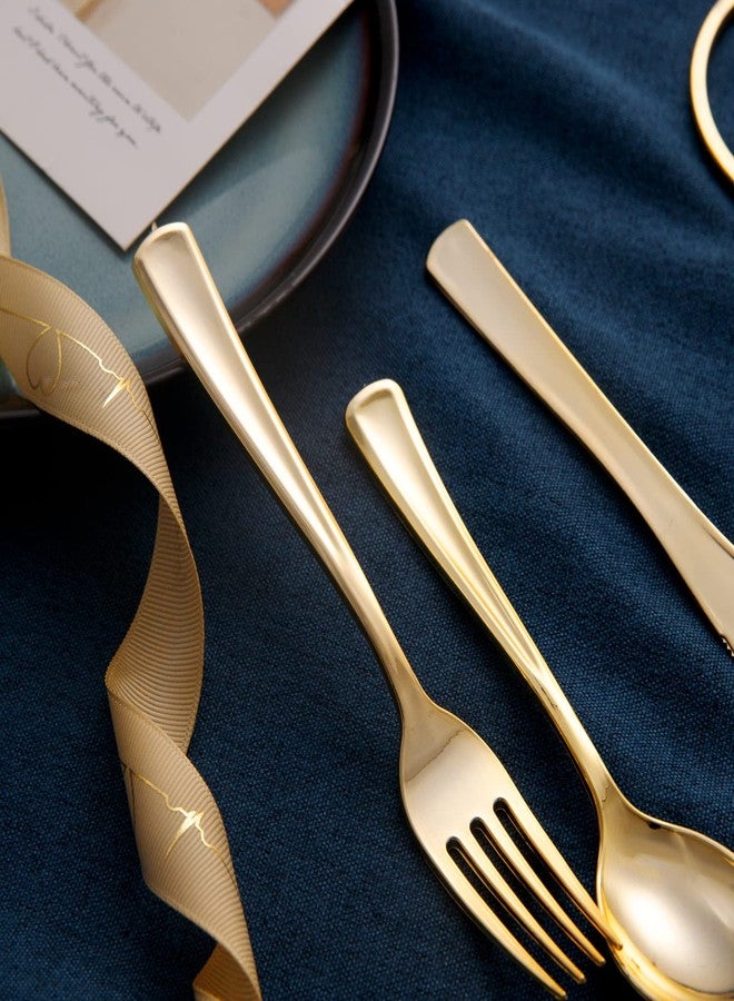 BUCLA 600 Pieces Gold Plastic Silverware - Disposable Gold Utensils - Heavyweight Plastic Cutlery set- 200 Forks, 200 Spoons, 200 Knives - Image 3