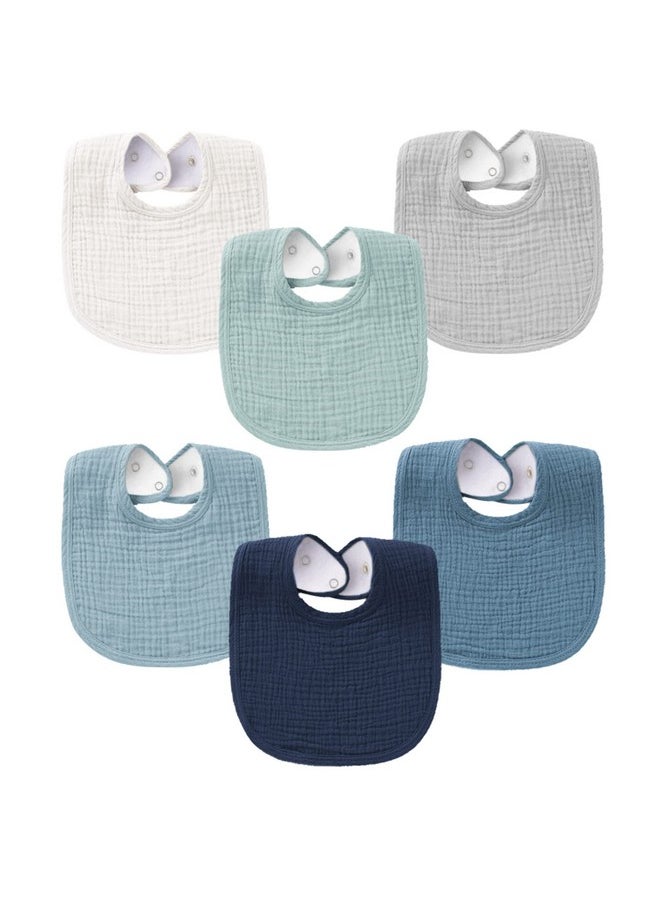 Konssy Muslin Baby Bibs 6 Pack Baby Bandana Drool Bibs Soft Cotton For Unisex Boys Girls Absorbent Solid Colors Drool Bibs Set For Teething And Drooling  - Image 2