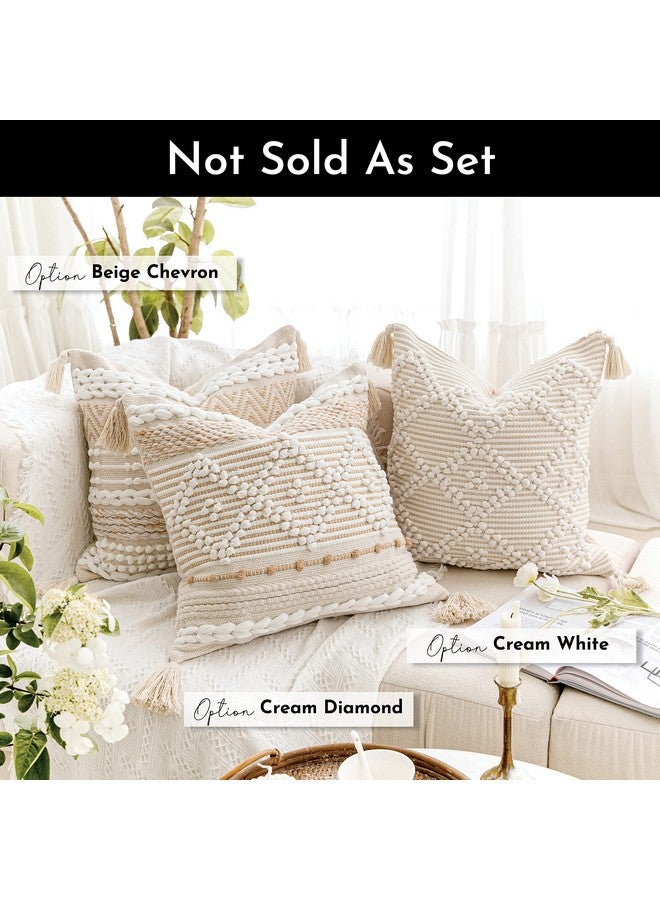 BlissBlush BlissBlush Cream White Boho Throw Pillow Cover 20X20, Boho Woven Textured Pillow Cover, Neutral Pillow Cover, Sofa Couch Bed Farmhouse Lumbar Pillow (Cover ONLY) - Image 4