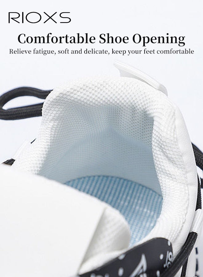 RIOXS Men's Athlesiure Shoes, Trendy Street Skate Shoes, Comfortable Versatile Sneakers For Men, Lace-Up Casual Athletic Shoes, Non-Slip Walking Shoes, Mens Thick-Soled Skateboarding Sneakers, Fashion Tennis Shoes Streetwear Sneakers, Classic Black Trainers Men's Footwear - Image 5
