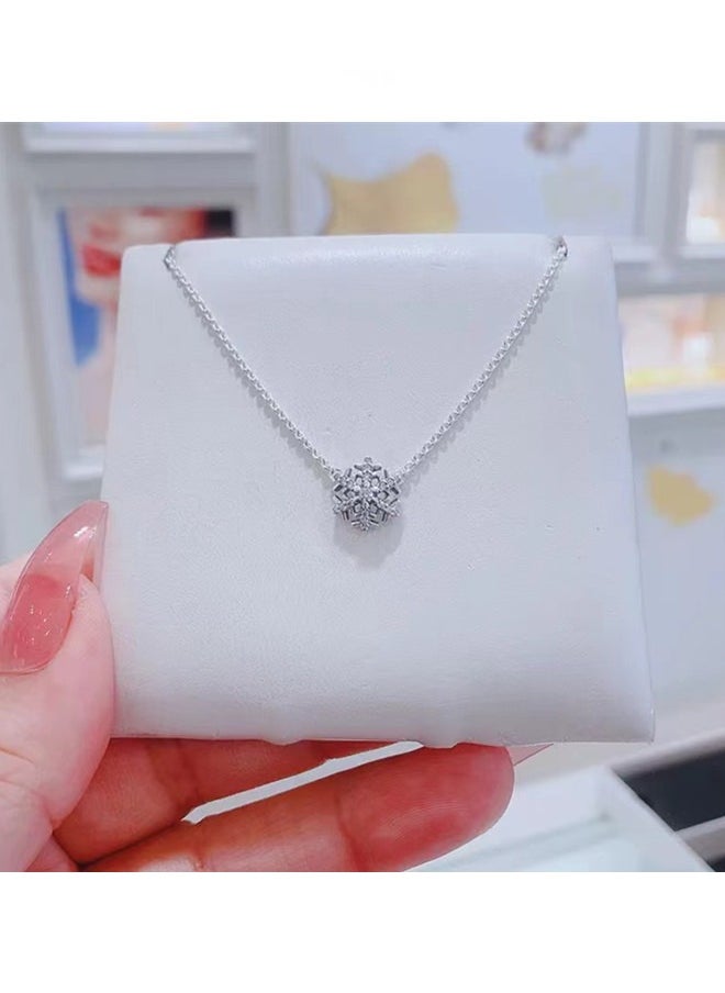 PANDORA - Pandora Moments Women's 925 Silver Sparkling Snowflake Pendant Necklace Neckpiece 392371C01-45 - Image 1