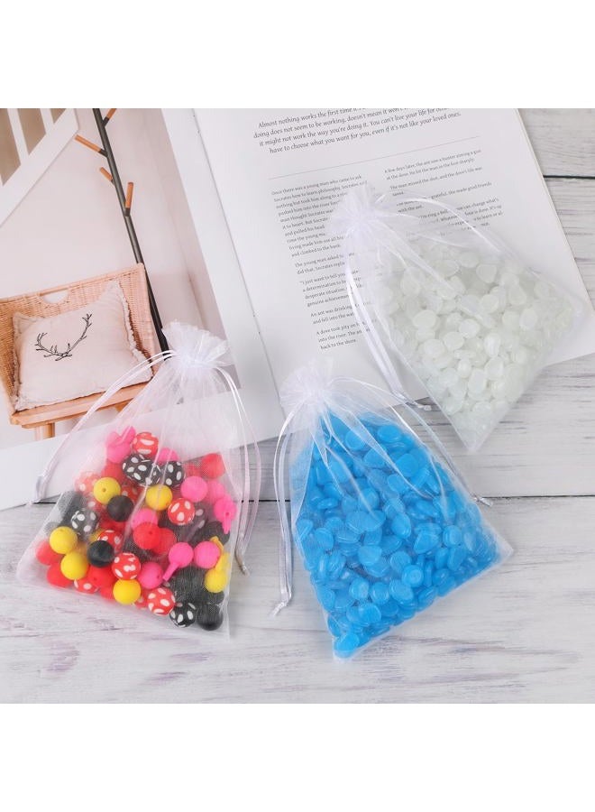 Teqooza Mini Organza Bag, 5 x 7 inch White Sheer Organza Jewelry Gift Bags, Party Favor Bags with Drawstring, Mesh Candy Bags for Wedding Halloween Christmas Party, 20 Pcs - Image 3