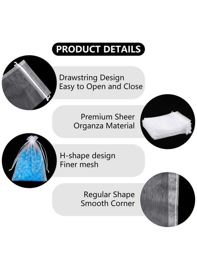 Teqooza Mini Organza Bag, 5 x 7 inch White Sheer Organza Jewelry Gift Bags, Party Favor Bags with Drawstring, Mesh Candy Bags for Wedding Halloween Christmas Party, 20 Pcs - Image 4