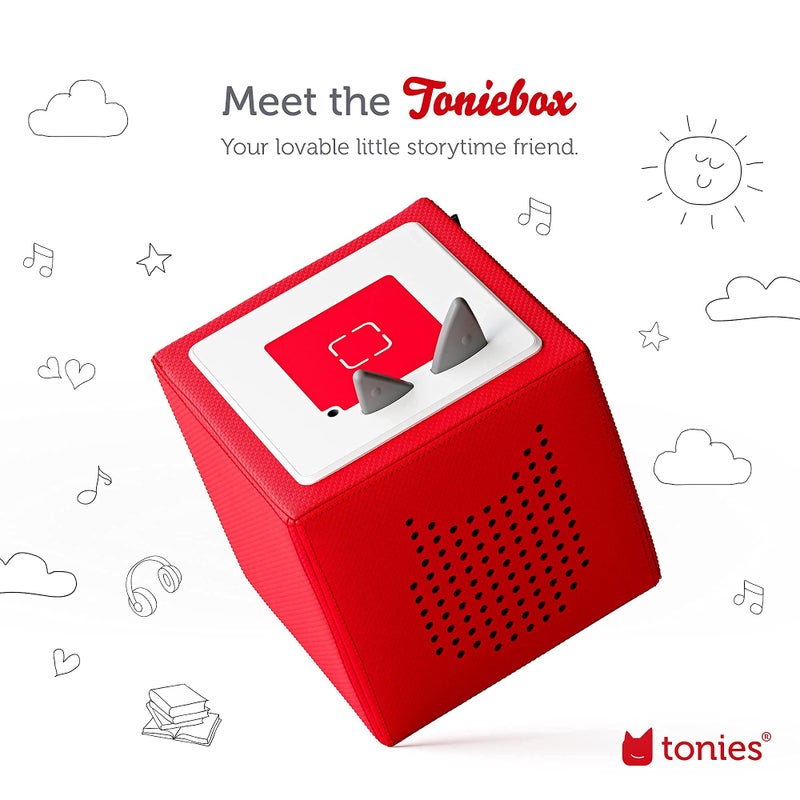Tonies طقم بدء تشغيل مشغل الصوت تونى بوكس مع جرو اللعب - استمع وتعلم والعب مع صندوق صغير يمكن احتضانه - أحمر - Image 2