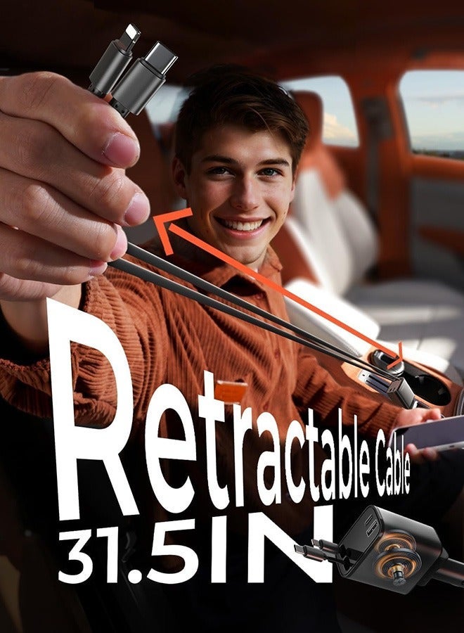 general for iPhone 16 Car Charger Type C Retractable Car Charger, 69W USB C Car Charger Adapter, Gifts for Men Women, Car Accessories for Apple iPhone 15 14 13 Pro Max Plus, Samsung Galaxy, Android - Image 3