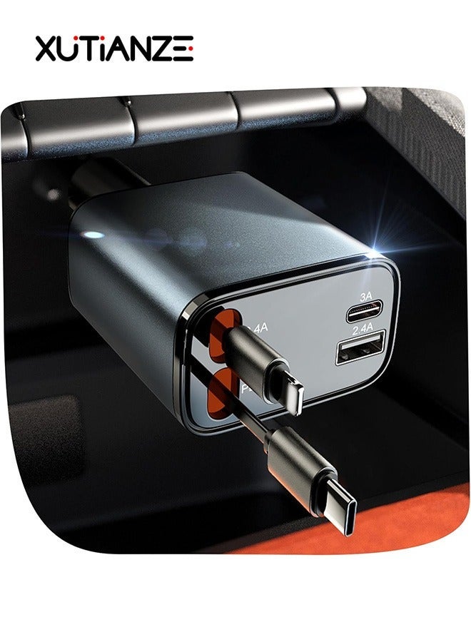 general for iPhone 16 Car Charger Type C Retractable Car Charger, 69W USB C Car Charger Adapter, Gifts for Men Women, Car Accessories for Apple iPhone 15 14 13 Pro Max Plus, Samsung Galaxy, Android - Image 1